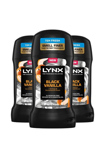 Lynx Men's 'Deodorant' Stick Black Vanilla with 72Hrs Freshness 50ml, 3pk in White
