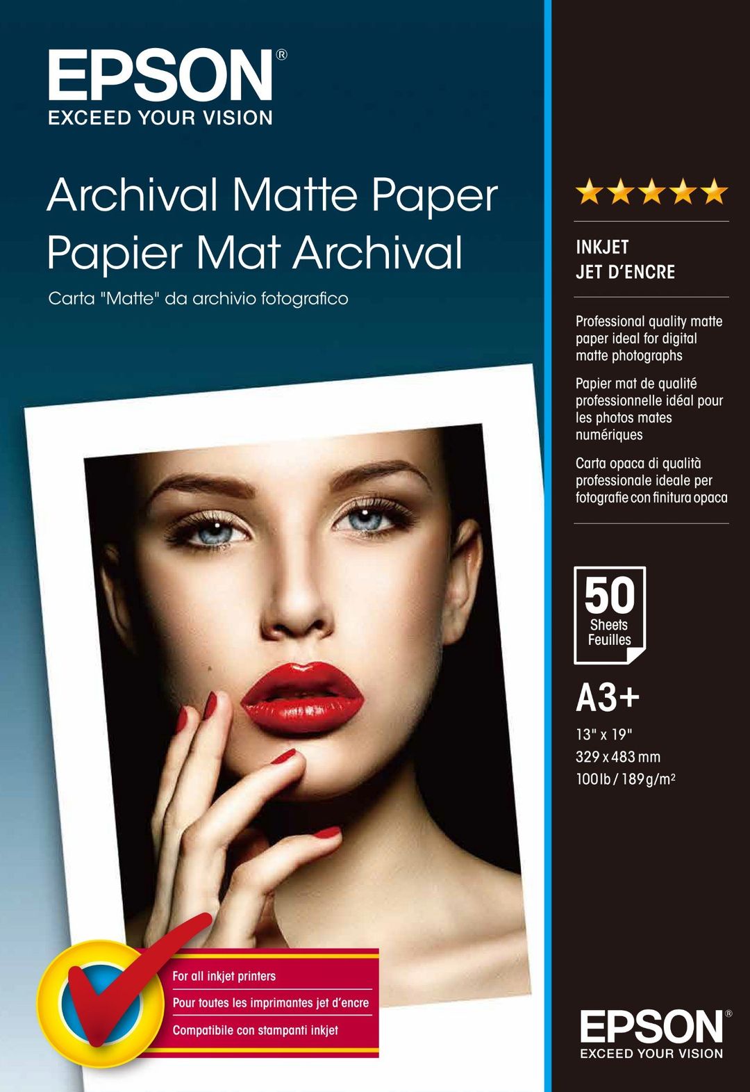 Epson Archival Matte Paper, DIN A3+, 189g/m², 50 Sheets - Image 1