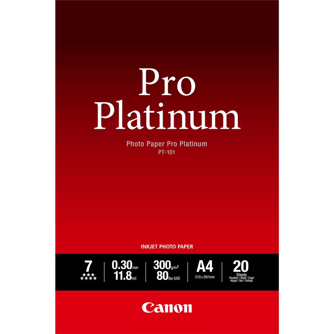 Canon PT-101 Pro Platinum Photo Paper A4 - 20 Sheets - Image 1