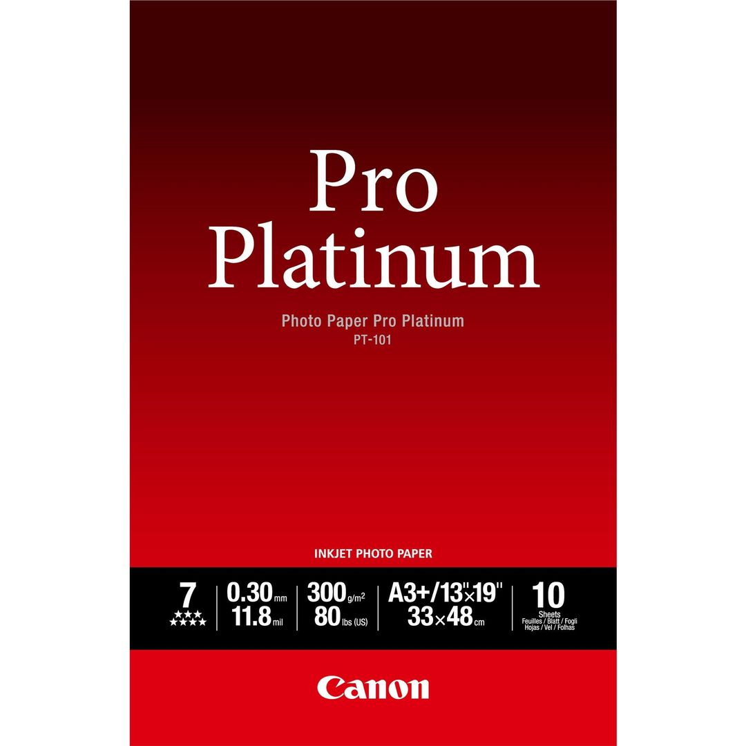 Canon PT-101 Pro Platinum Photo Paper A3 Plus - 10 Sheets - Image 1