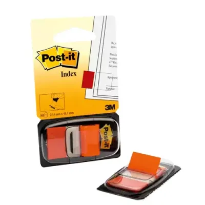 Post-It Index Flags Medium Orange 25.4 mm x 43.2 mm 50 Flags/Dispenser 1 Dispenser/Pack - Thumbnail 2