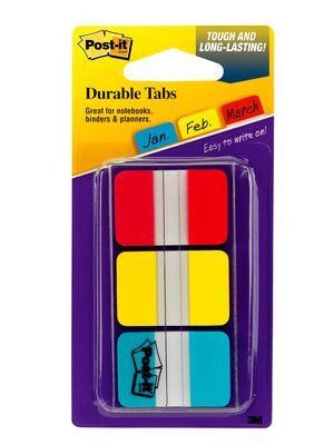 Post-It Tabs, 1 inch Solid, Red, Yellow, Blue, 22 Tabs/Color, 66/Dispenser self adhesive tab Blue, Red, Yellow