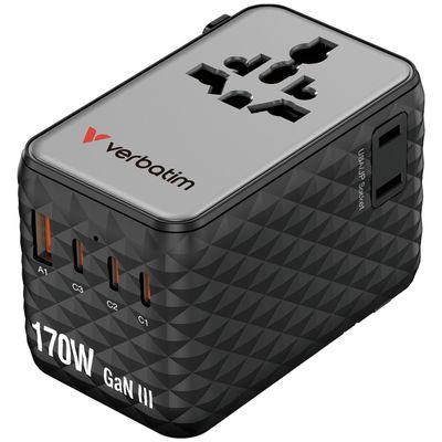 Verbatim Charge 'n' Travel 170W Universal Travel Adapter Black - Thumbnail 2