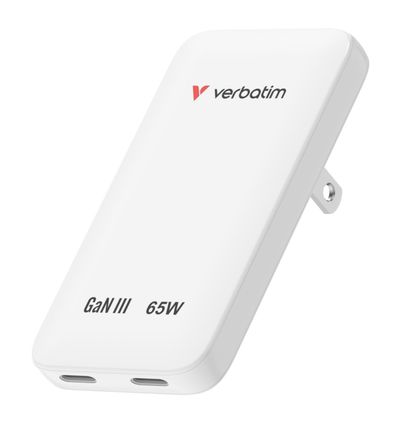 Verbatim Essentials Slim GaN Wall Charger 65W US/EU/UK - White
