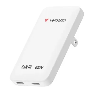 Verbatim Essentials Slim GaN Wall Charger 65W US/EU/UK - White - Thumbnail 2