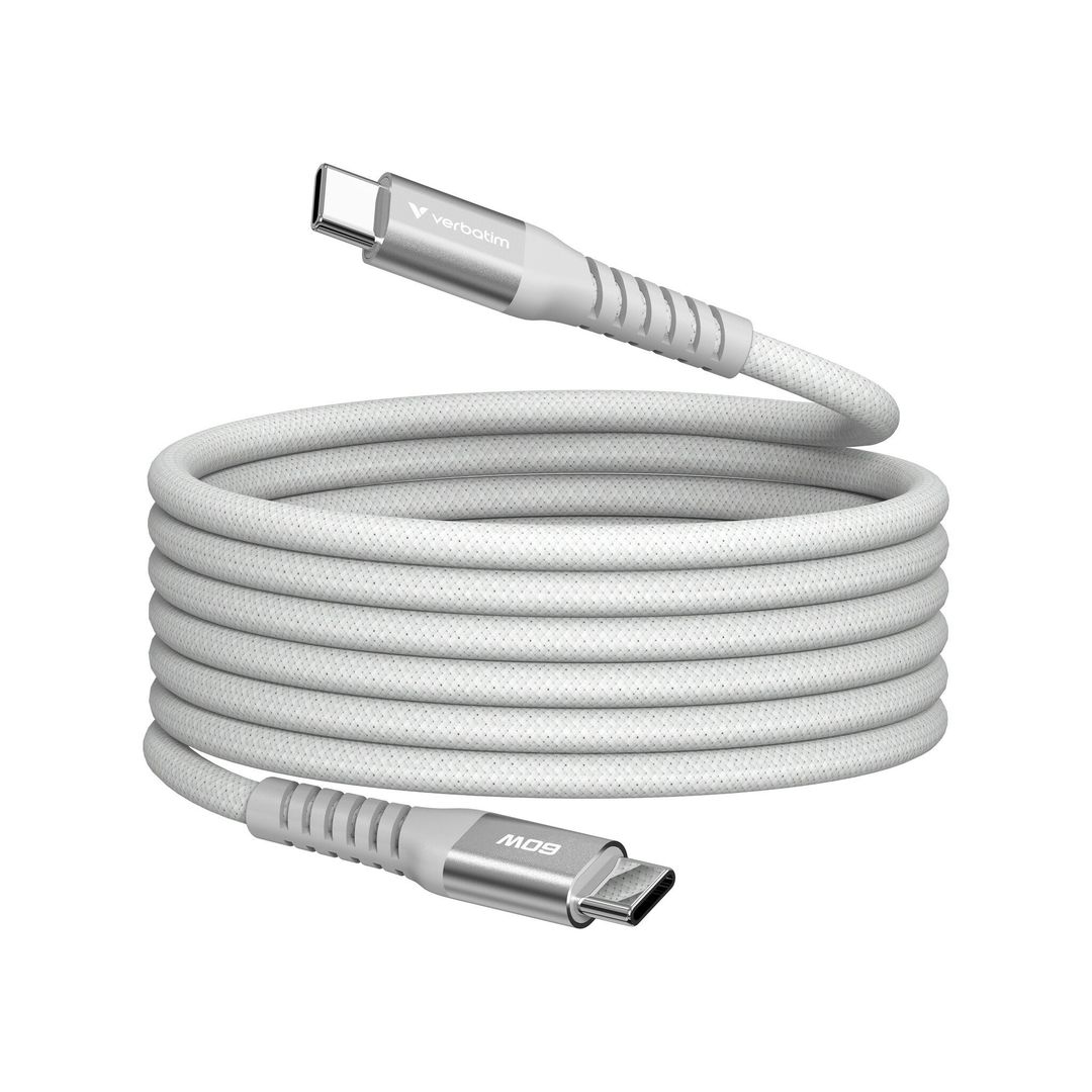 Verbatim Sync & Charge Magnetic Cable - 60W USB-C to USB-C 120 cm Grey - Image 1