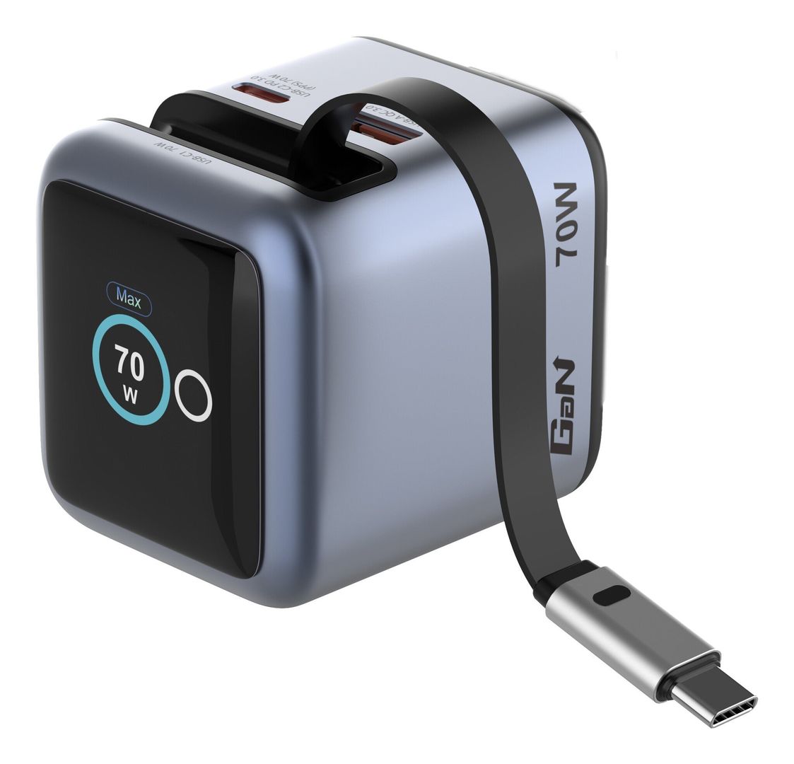 Verbatim Mini GaN Charger 70W with Display and USB-C cable - Image 1