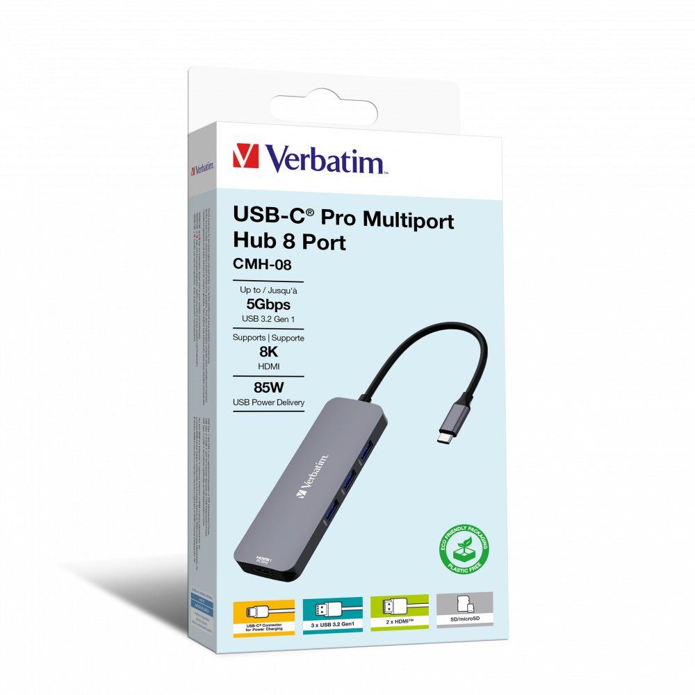Verbatim CMH-08 USB Type-C 5000 Mbit/s Silver - Image 1