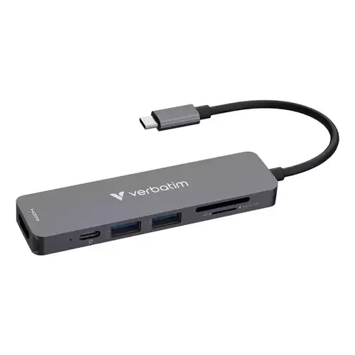 Verbatim USB-C Essentials Multiport Hub 6 ports: HDMI USB-C PD USB-A 3.2 Gen 1 USB-A SD & microSD - Image 1