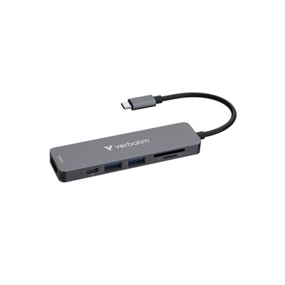 Verbatim USB-C Essentials Multiport Hub 6 ports: HDMI USB-C PD USB-A 3.2 Gen 1 USB-A SD &amp; microSD - Thumbnail 2