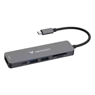 Verbatim USB-C Essentials Multiport Hub 6 ports: HDMI USB-C PD USB-A 3.2 Gen 1 USB-A SD & microSD