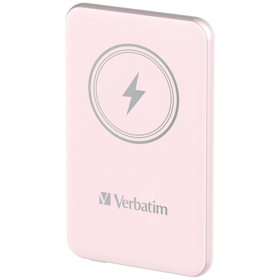 Verbatim Charge 'n' Go Magnetic Wireless Power Bank 5000mAh Pink - Image 1