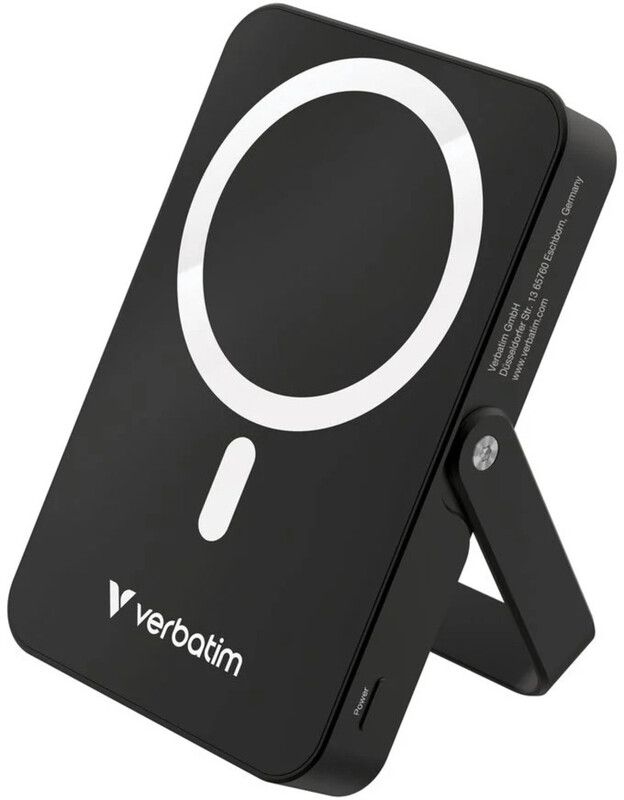 Verbatim Charge 'n' Go Magnetic Wireless Power Bank with stand - 10000 mAh Black - Image 1