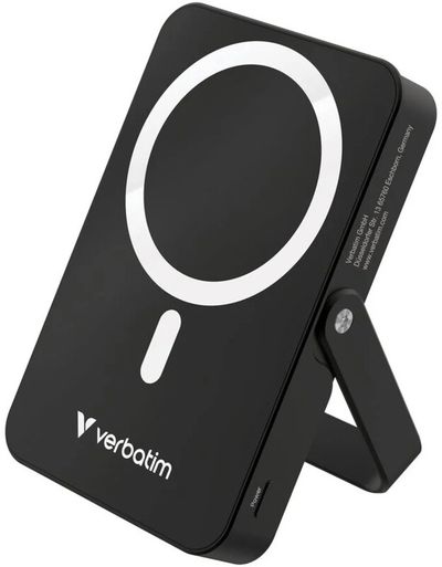 Verbatim Charge 'n' Go Magnetic Wireless Power Bank with stand - 10000 mAh Black