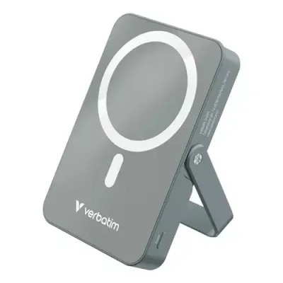 Verbatim Charge 'n' Go Magnetic Wireless Power Bank with stand - 10000 mAh Grey - Thumbnail 2