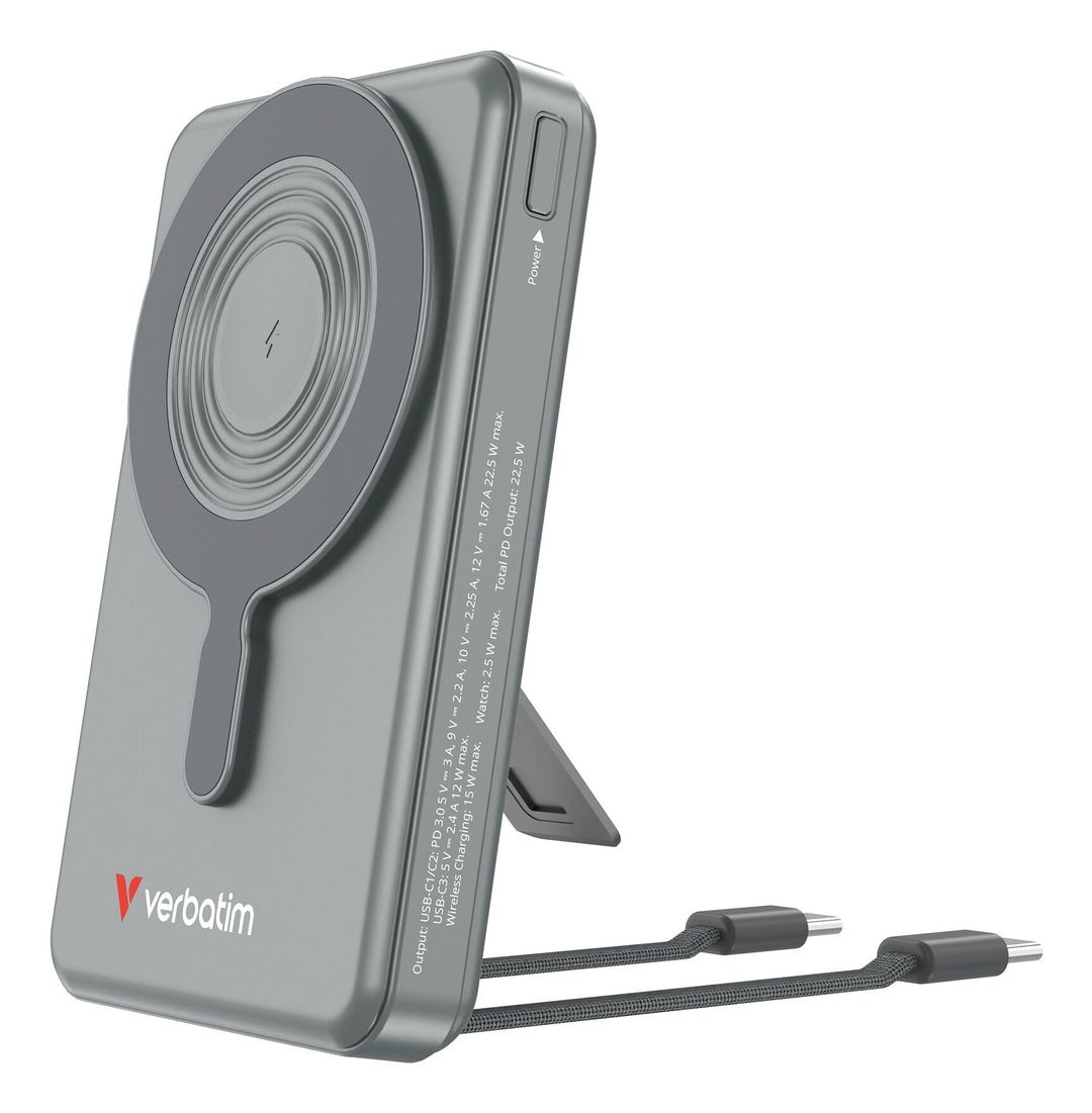 Verbatim Charge'n'Go 2C & Display Power Bank 10000 mAh Grey - Image 1