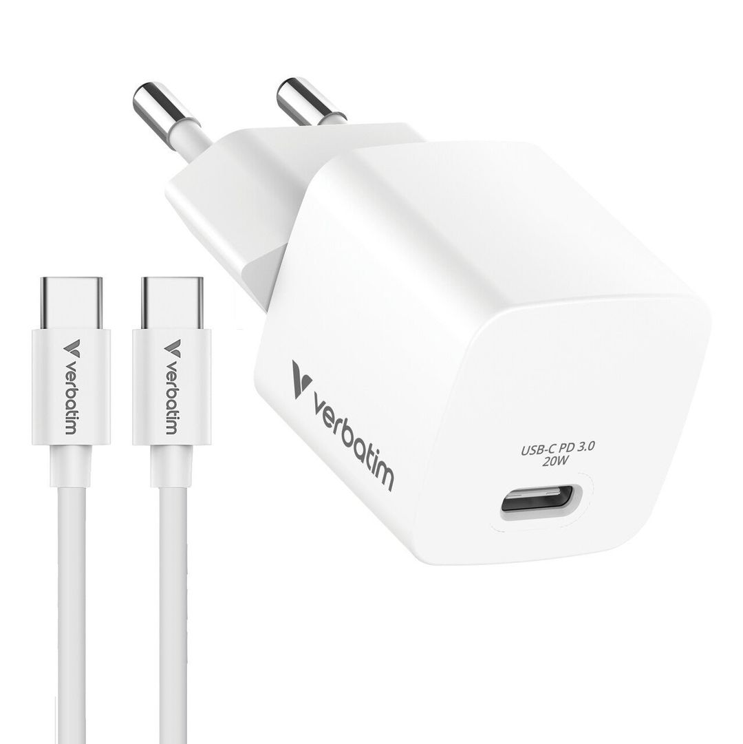 Verbatim Mini GaN Charger 20W Bundle with USB-C cable - Image 1