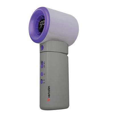 Verbatim (32345) Cool apos;napos; Go Aqua Breeze Handheld Fan Portable Cooling with Refreshing Mist Spray - Grey/Purple