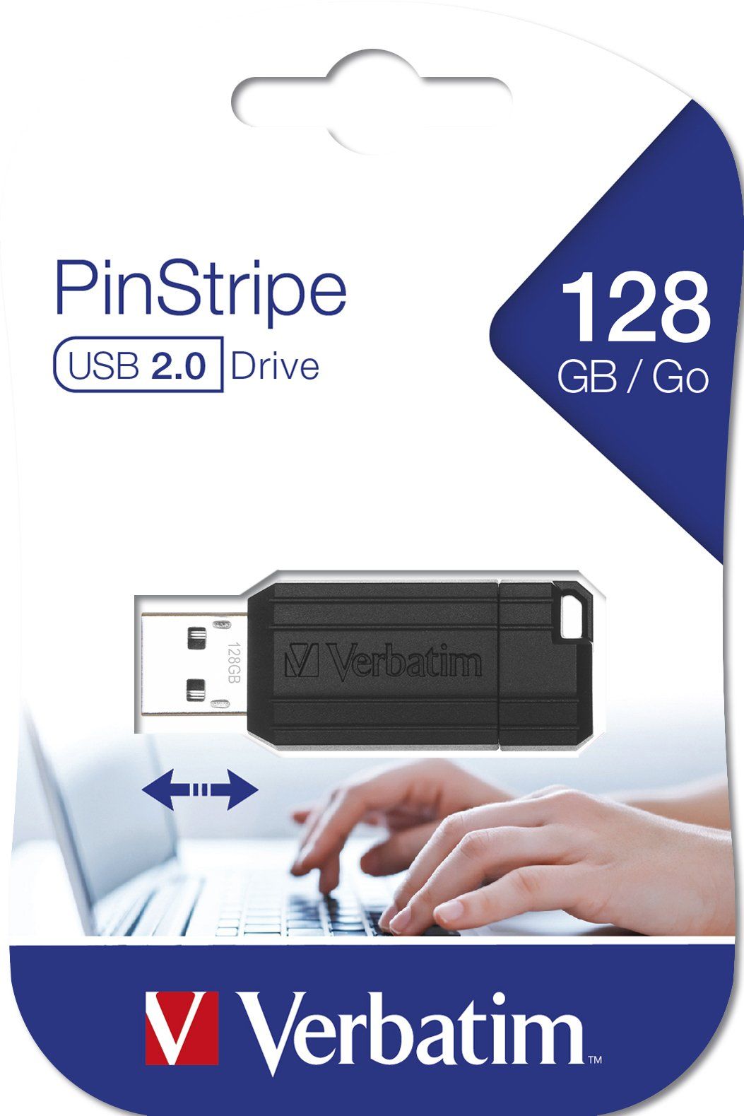 Verbatim PinStripe - USB Drive 128 GB - Black - Image 1
