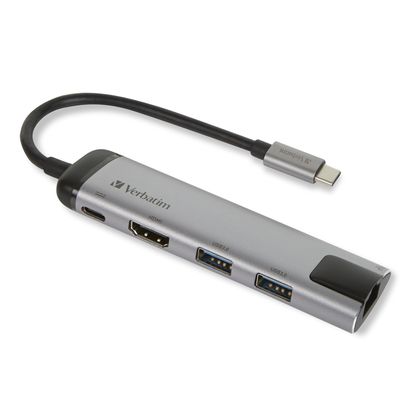 Verbatim 49141 laptop dock/port replicator USB 3.2 Gen 1 (3.1 Gen 1) Type-C Black Silver