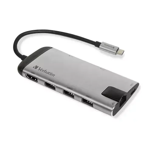 Verbatim 49142 laptop dock/port replicator USB 3.2 Gen 1 (3.1 Gen 1) Type-C Black Silver - Image 1