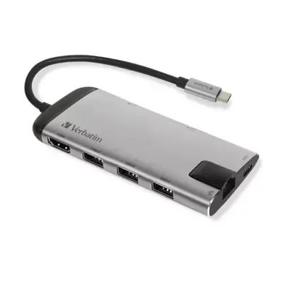 Verbatim 49142 laptop dock/port replicator USB 3.2 Gen 1 (3.1 Gen 1) Type-C Black Silver