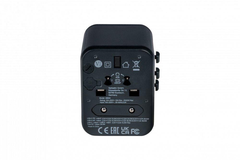 Verbatim 49544 power plug adapter Universal Black - Image 1
