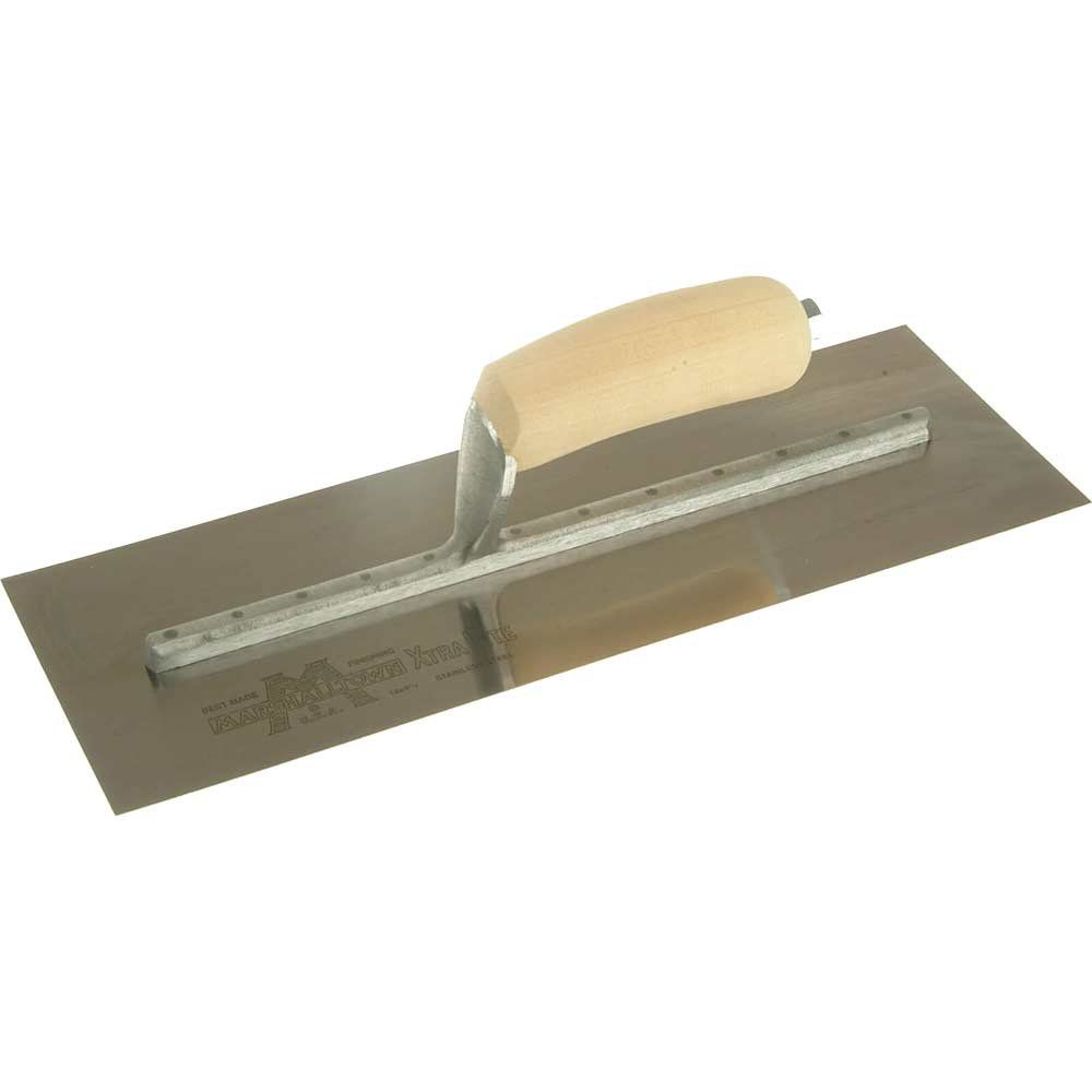 Marshalltown MXS73SS Mxs73Ss Cement Trowel Stainless Steel Wooden Handle 14 X 4.3/4In - Image 1