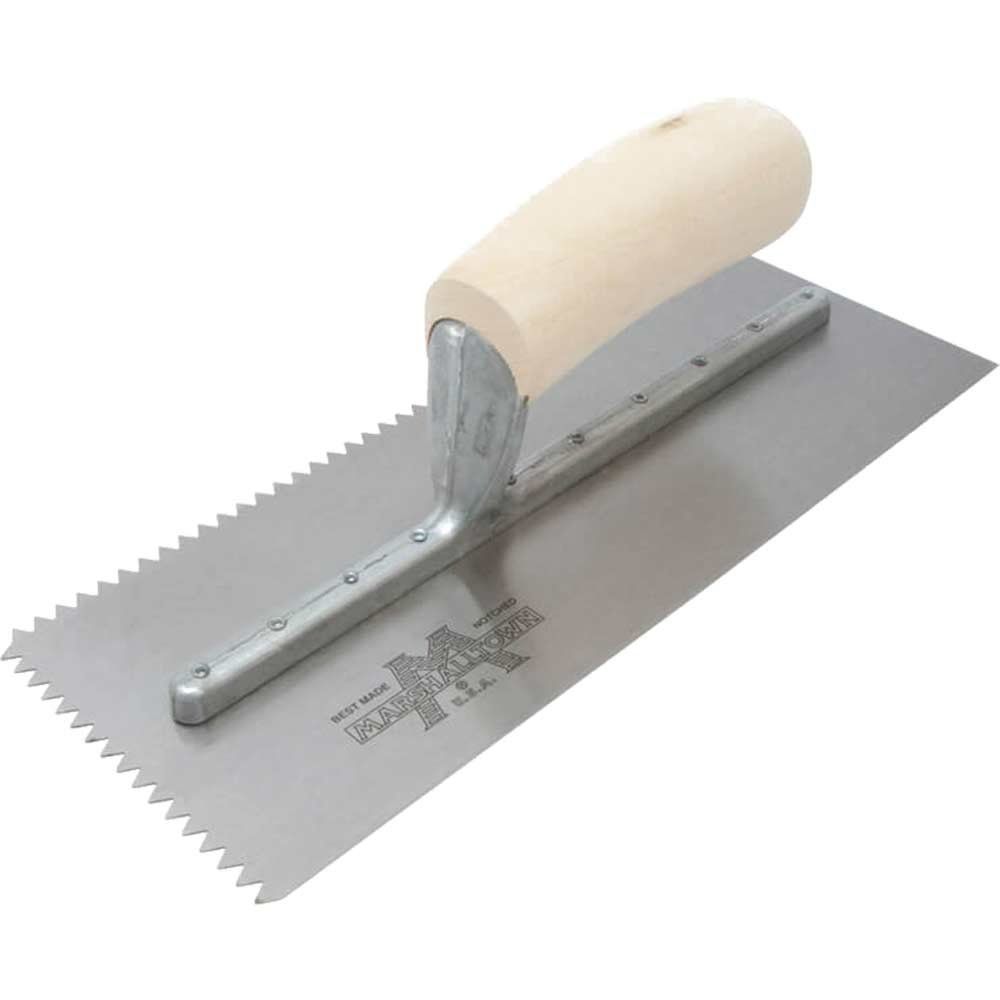 Marshalltown M701S M701S Notched Trowel V 3/16In Wooden Handle 11 X 4.1/2In - Image 1