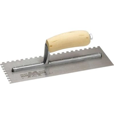 Marshalltown M702S M702S Notched Trowel Square 1/4In Wooden Handle 11 X 4.1/2In
