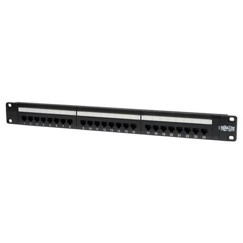 Tripp Lite N052-024 24-Port 1U Rack-Mount Cat5e 110 Patch Panel, 568B, RJ45 Ethernet, TAA - Image 1