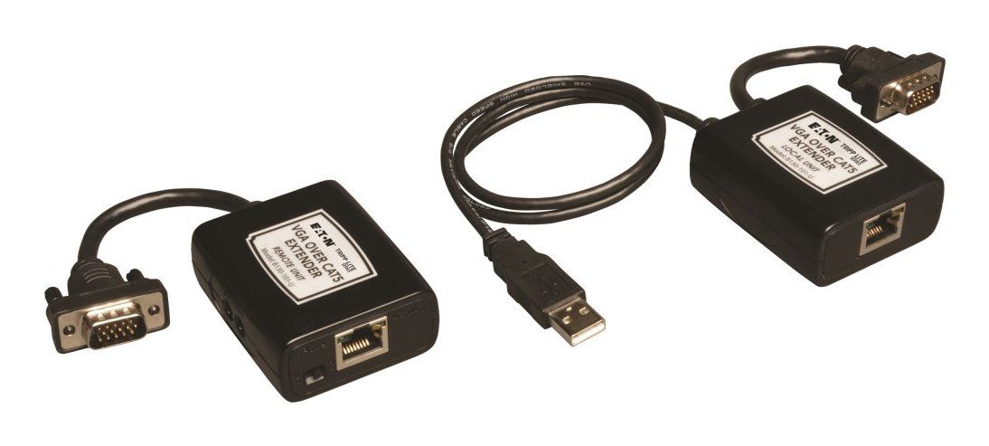 Tripp Lite B130-101-U VGA over Cat5/6 Extender Kit, Transmitter/Receiver for Video, USB Powered, Up to 500 ft. (152 m), TAA - Image 1