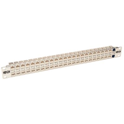 Tripp Lite N254-048-SH-6A 48-Port 1U Rack-Mount STP Shielded Cat6a Feedthrough Patch Panel RJ45 Ethernet TAA