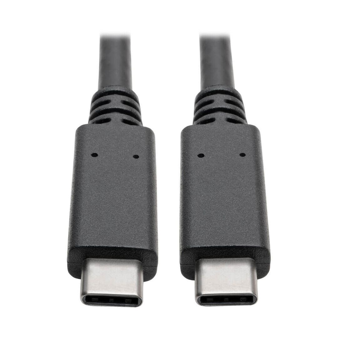 Tripp Lite U420-003-G2-5A USB-C Cable (M/M) - USB 3.2 Gen 2 (10 Gbps) 5A (100W) Rating Thunderbolt 3 Compatible 3 ft. (0.91 m) 0.914 m USB C USB C USB 3.2 Gen 2 (3.1 Gen 2) Male/Male Black - Image 1