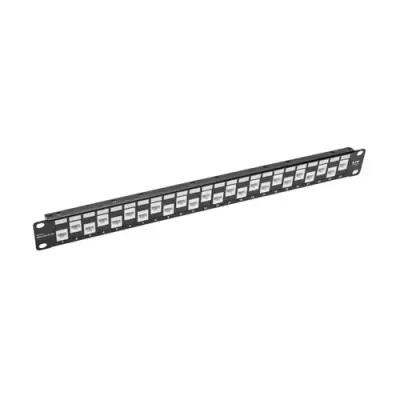 Tripp Lite N254-024-6A-OF 24-Port 1U Rack-Mount Cat6a Offset Feed-Through Patch Panel with Cable Management Bar RJ45 Ethernet TAA
