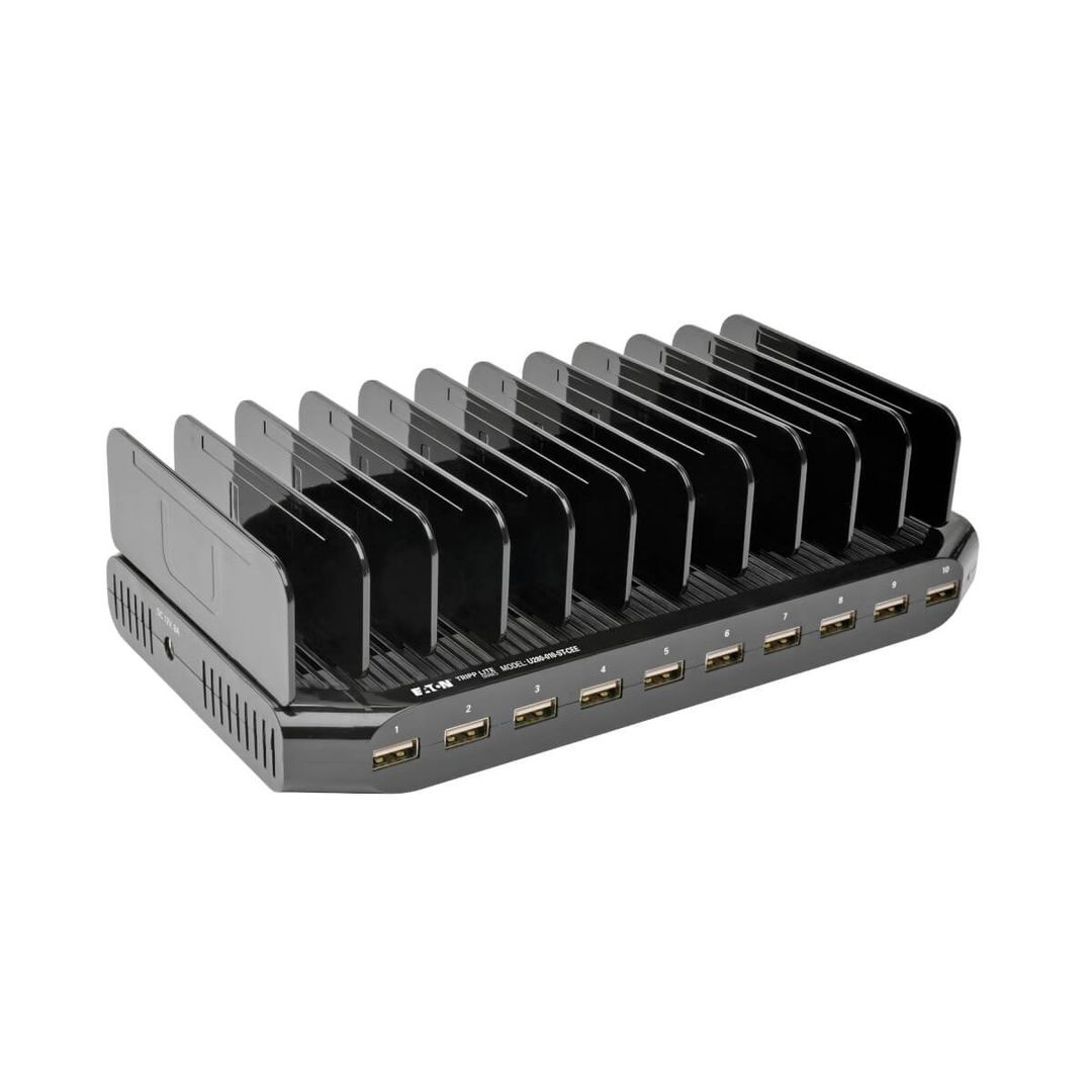 Tripp Lite U280-010-ST-CEE 10-Port USB Charging Station with Adjustable Storage 12V 8A (96W) USB Charger Output Schuko Power Cord - Image 1