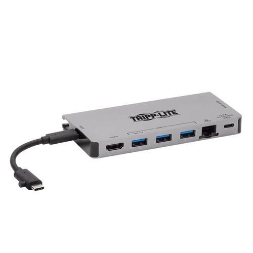 Tripp Lite U442-DOCK5D-GY USB-C Dock - 4K HDMI USB 3.x (5Gbps) USB-A/C Hub Ports GbE Memory Card 100W PD Charging Detachable Cord - Image 1