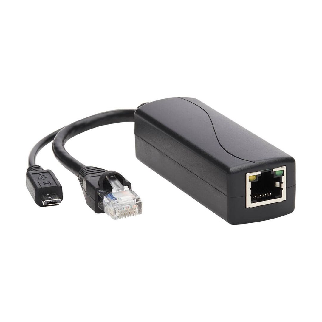 Tripp Lite NPOE-SPL-G-5VMU PoE to USB Micro-B and RJ45 Active Splitter - 802.af, 48V to 5V 1A, Up to 328.08 ft. (100 m) - Image 1