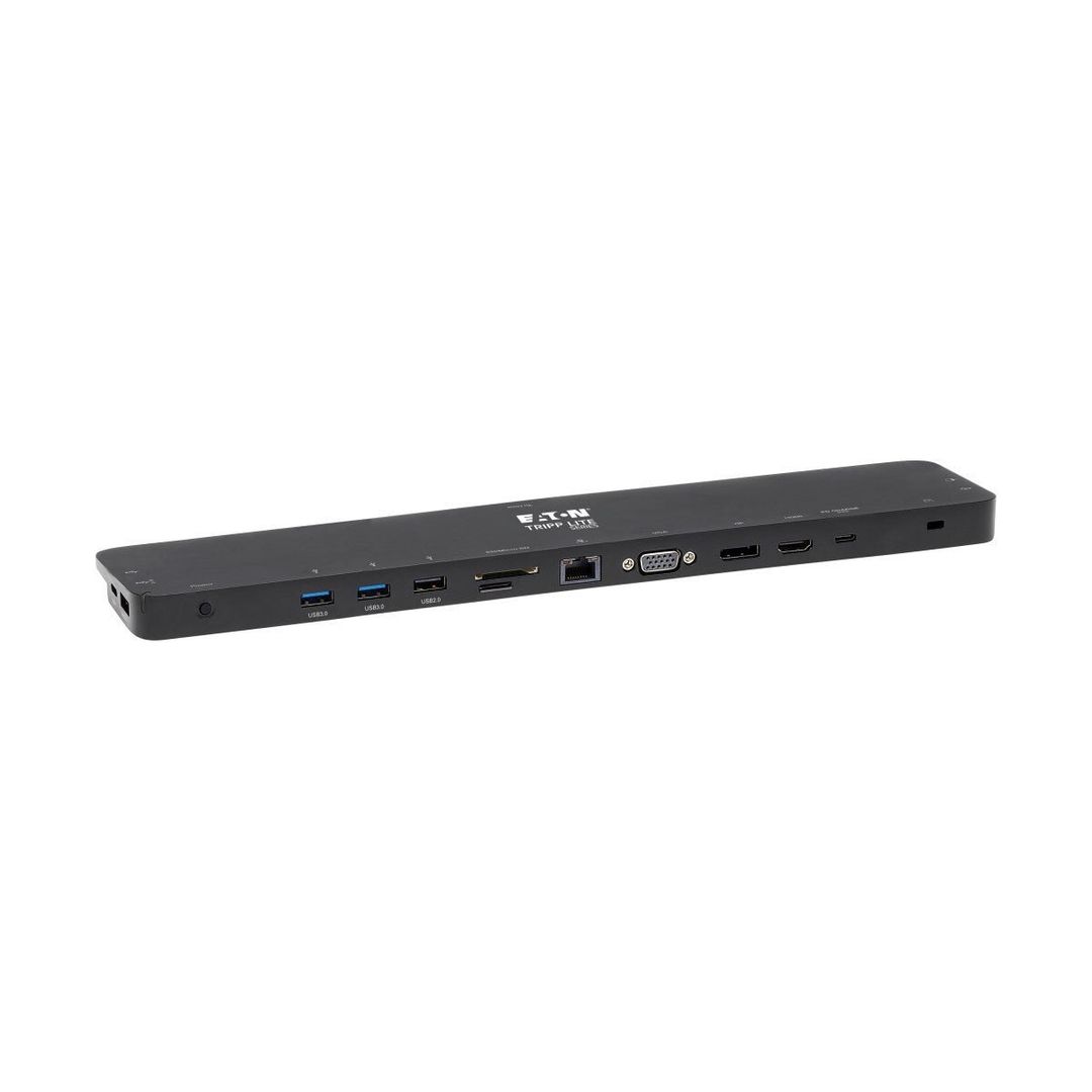 Tripp Lite U442-DOCK7D-B USB-C Dock Triple Display - 4K HDMI & DP VGA USB 3.x (5Gbps) and USB 2.0 Hub Ports GbE 100W PD Charging - Image 1