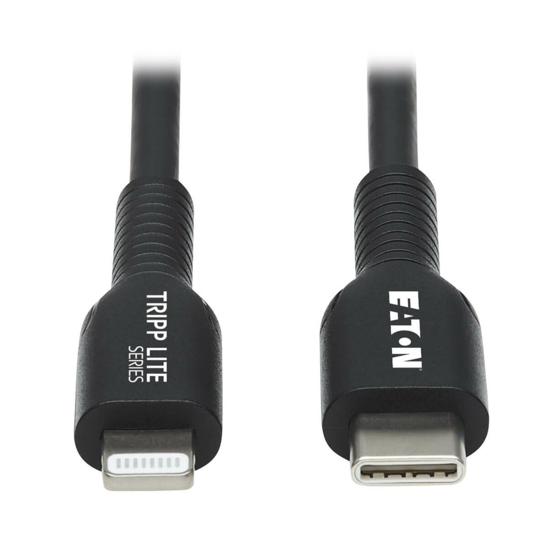 Tripp Lite M102-03M-BK USB-C to Lightning Sync/Charge Cable (M/M), MFi Certified, Black, 3 m (9.8 ft.) - Image 1