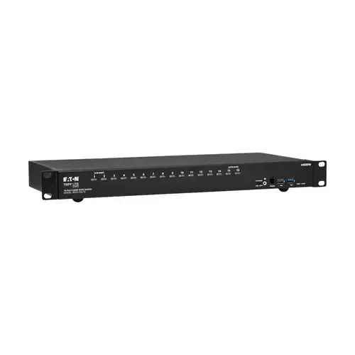 Tripp Lite B024-H4U16 16-Port 4K HDMI/USB KVM Switch - 4K 60 Hz Video/Audio USB Peripheral Sharing 1U Rack-Mount - Image 1