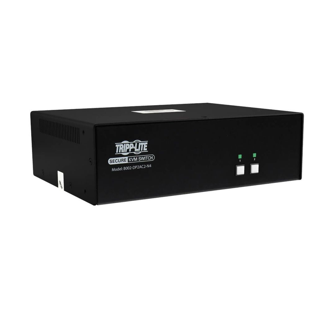 Tripp Lite B002-DP2AC2-N4 Secure KVM Switch, 2-Port, Dual Head, DisplayPort to DisplayPort, 4K, NIAP PP4.0, Audio, CAC, TAA - Image 1