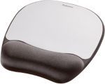 Fellowes Mouse Mat Wrist Support - Memory Foam Mouse Pad with Soft Foam Pillow - Ergonomic Mouse Mat for Computer Laptop Home Office Use - Compatible with Laser and Optical Mice - Silver