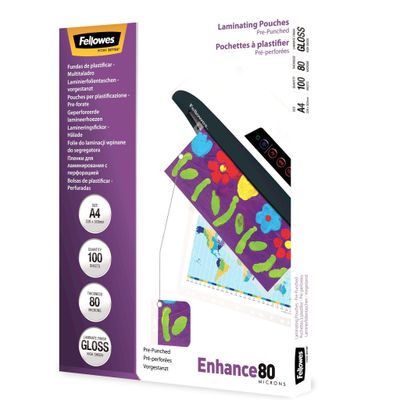 Fellowes A4 Pre-Punched 80 Micron Laminating Pouch - Thumbnail 2