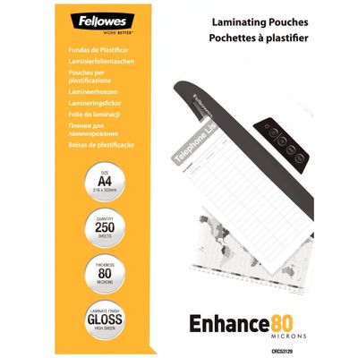 Fellowes A4 Glossy 80 Micron Laminating Pouch - Thumbnail 2