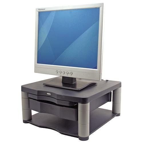 Fellowes Computer Monitor Stand with 3 Height Adjustments - Premium Monitor Riser Plus with Cable Management - Ergonomic Adjustable Monitor Stand for Computers - Max Weight 36KG/Max Size 21" - Graphite - Image 1
