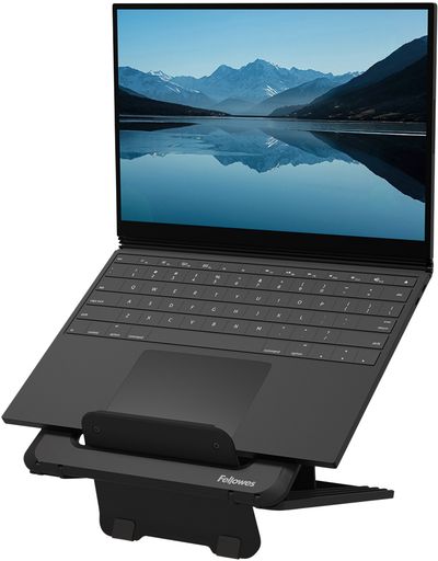 Fellowes Laptop Stand for Desk - Breyta Adjustable Laptop Riser for Home and Office - Portable Laptop Stand with 12 Height Adjustments - Max Laptop Size 14" Max Weight 4KG - Black