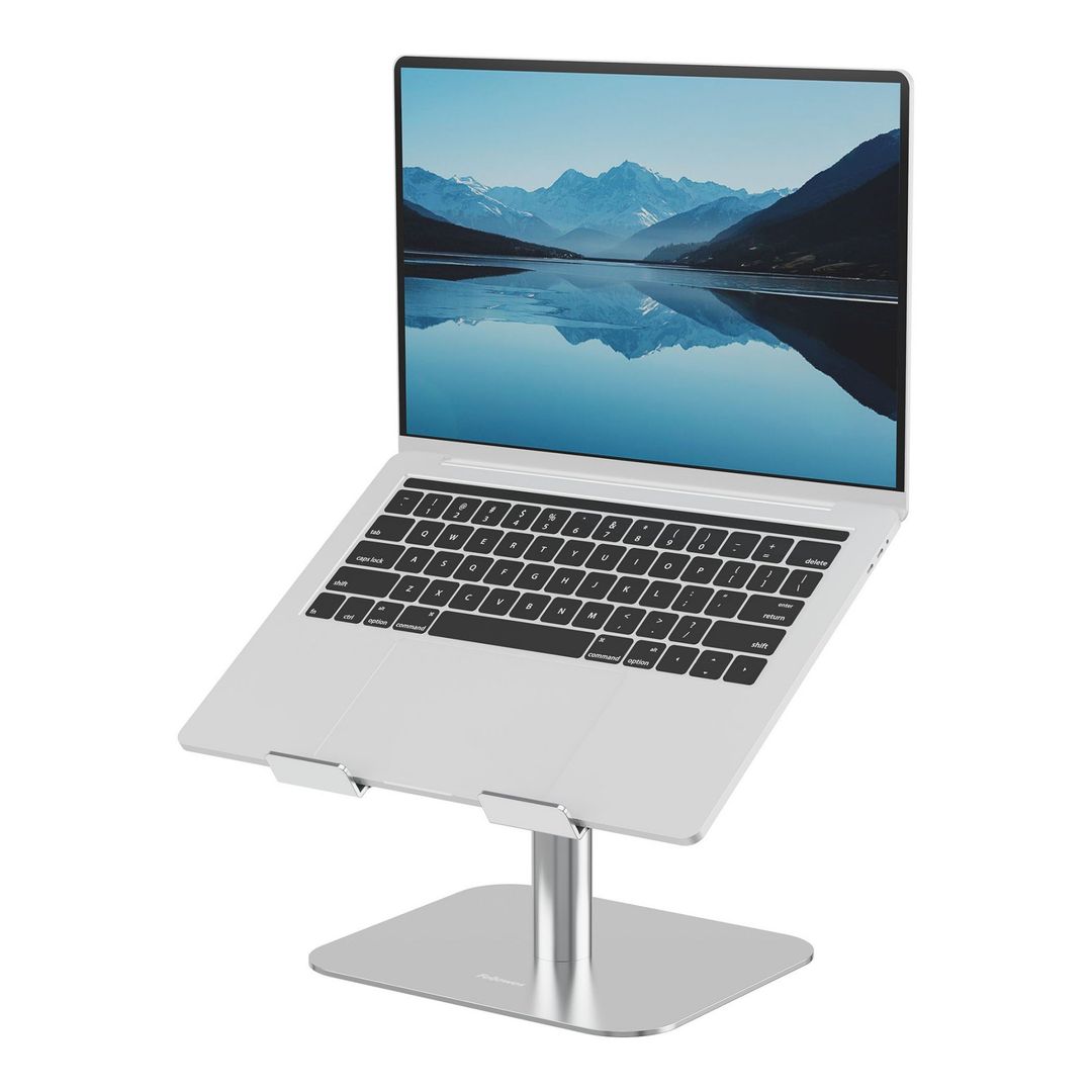 Fellowes Alumia Laptop Riser Desk Based Laptop Stand Max Size 15 inch Max Weight 5kg Silver - Image 1