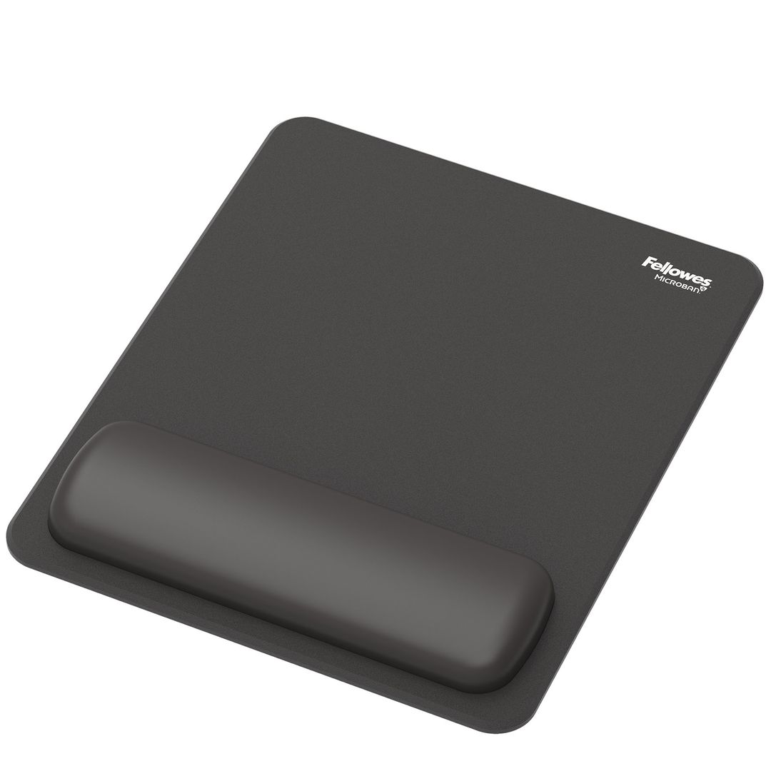 Fellowes Breyta Mouse Mat Wrist Rest Mouse Pad Wrist Support with Antibacterial Protection Ergonomic Mouse Mat Black - Image 1