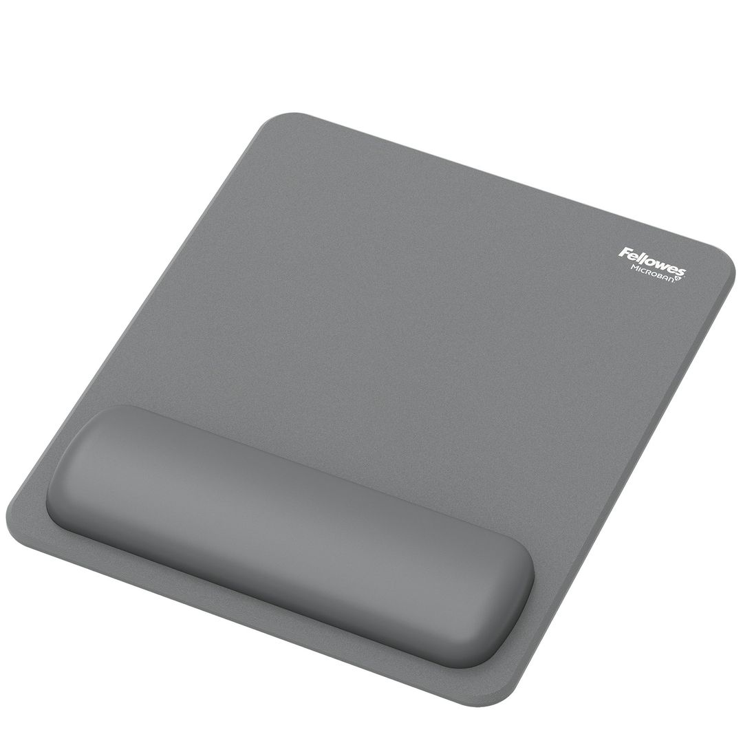 Fellowes Breyta Mouse Mat Wrist Rest Mouse Pad Wrist Support with Antibacterial Protection Ergonomic Mouse Mat Grey - Image 1